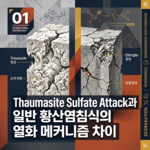 ai thumbnail poster Thaumasite Sulfate Attack과 일반 황산염 침식의 열화 메커니즘 차이 1789473505