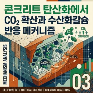 ai thumbnail poster 콘크리트 탄산화에서 CO₂ 확산과 수산화칼슘 반응 메커니즘 1788780606
